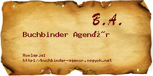 Buchbinder Agenór névjegykártya